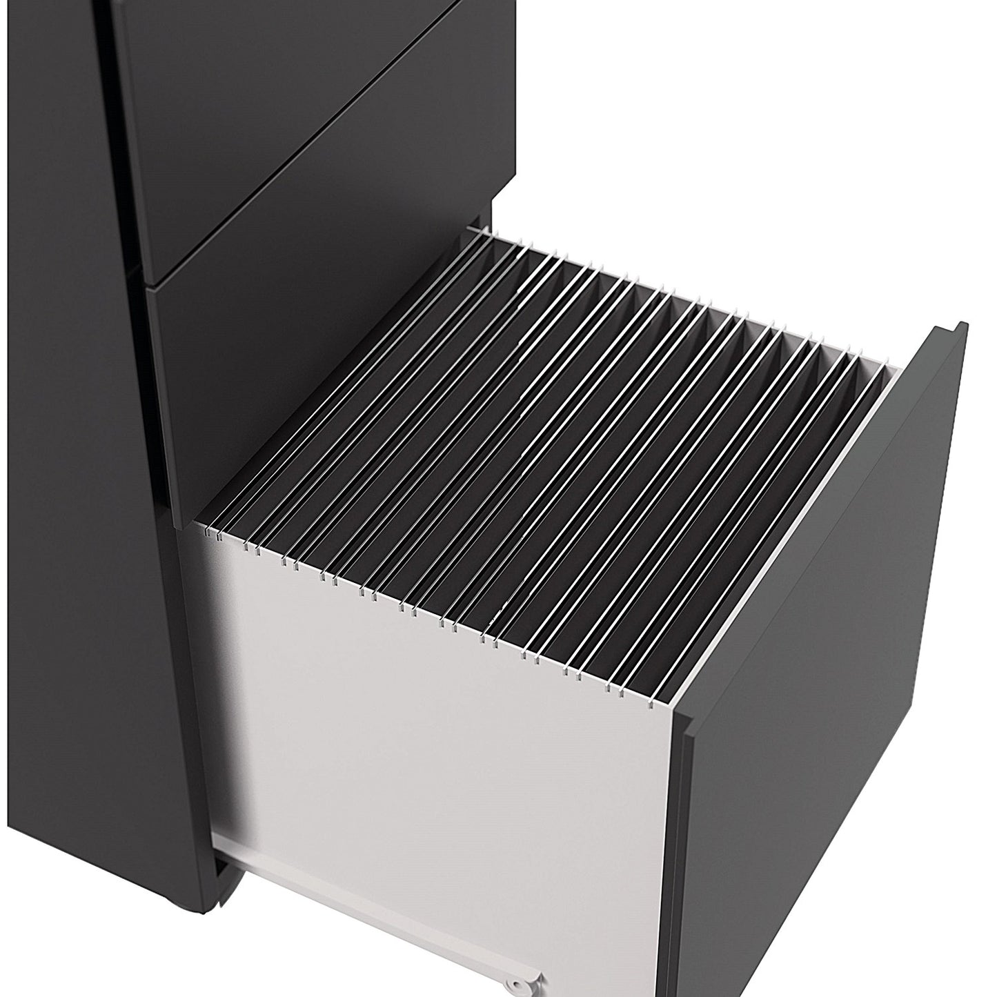 First 3 Drawer Slimline Steel Under Desk Pedestal, Black