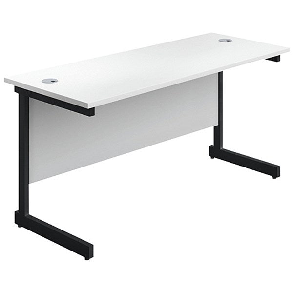 Jemini 1200mm Slim Rectangular Desk, Black Single Upright Cantilever Legs, White Easy2Order : KF803911