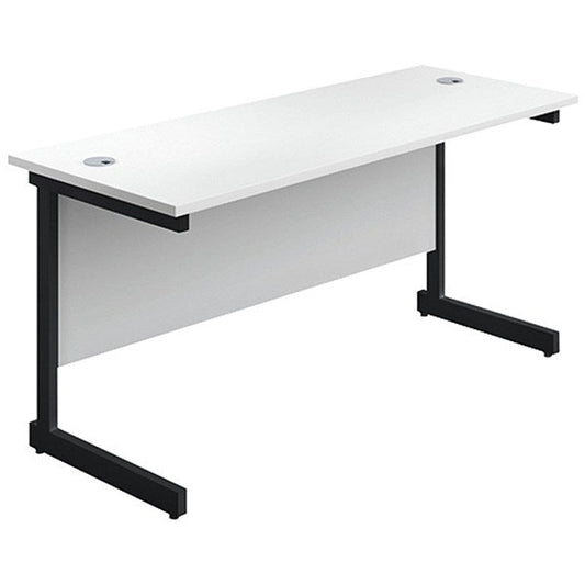 Jemini 1200mm Slim Rectangular Desk, Black Single Upright Cantilever Legs, White Easy2Order : KF803911