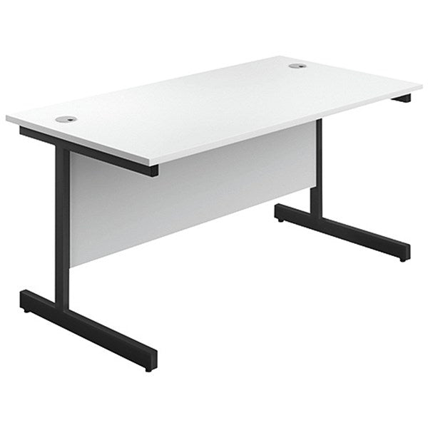 Jemini 1200mm Rectangular Desk, Black Single Upright Cantilever Legs, White Easy2Order : KF803980