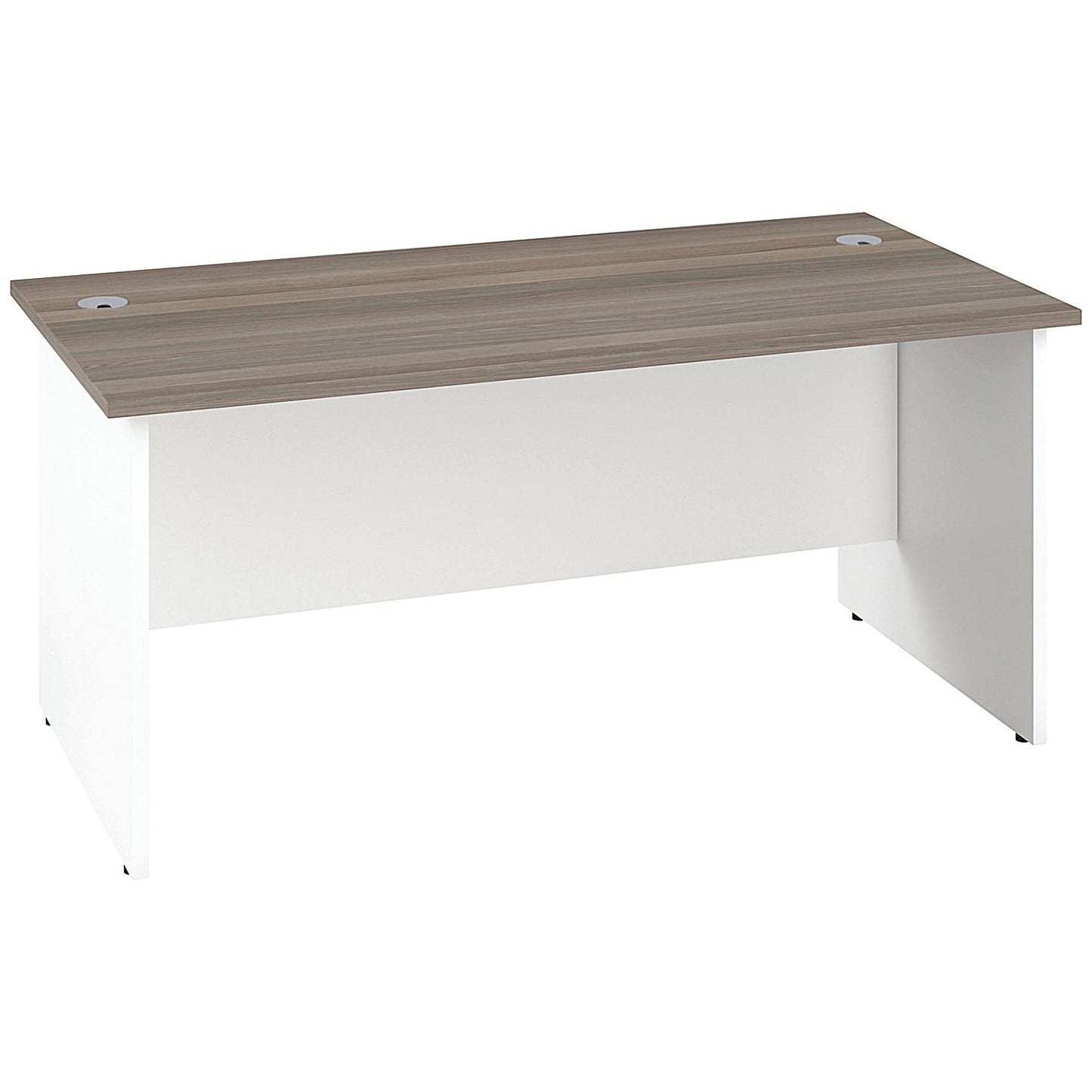 Jemini Two-Tone 1400mm Rectangular Desk, Panel End Leg, Grey Oak & White