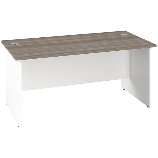 Jemini Two-Tone 1400mm Rectangular Desk, Panel End Leg, Grey Oak & White
