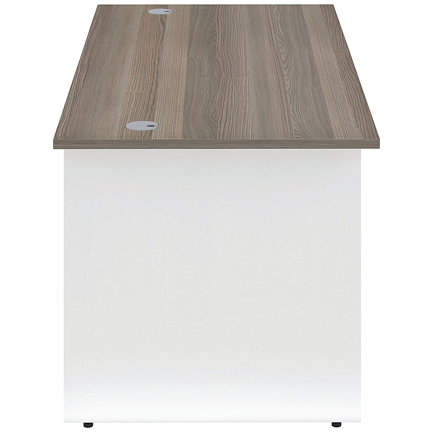 Jemini Two-Tone 1400mm Rectangular Desk, Panel End Leg, Grey Oak & White
