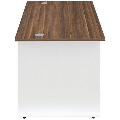 Jemini Two-Tone 1400mm Rectangular Desk, Panel End Leg, Walnut & White