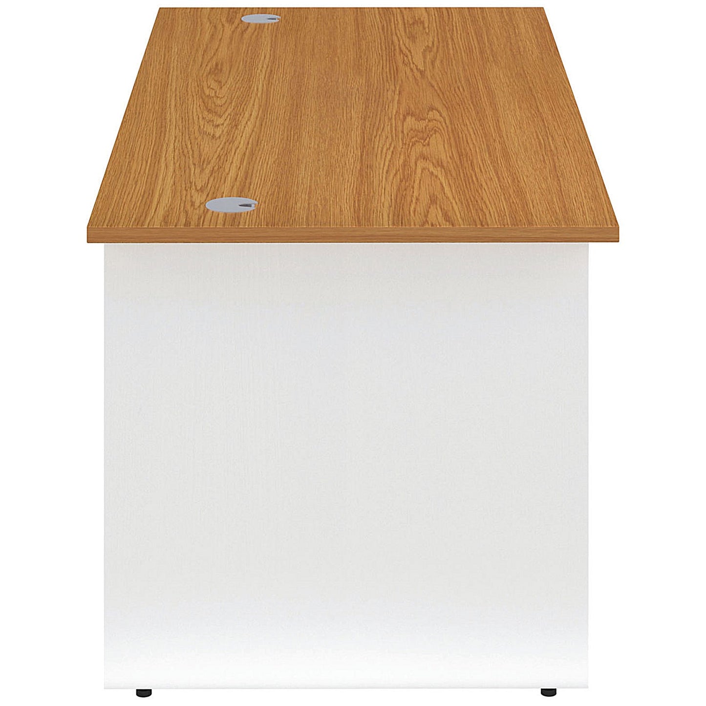 Jemini Two-Tone 1600mm Rectangular Desk, Panel End Leg, Oak & White