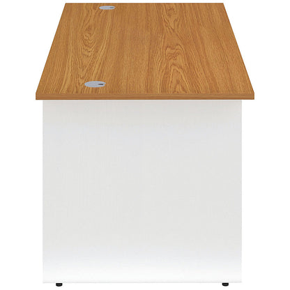 Jemini Two-Tone 1600mm Rectangular Desk, Panel End Leg, Oak & White