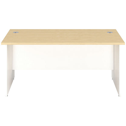 Jemini Two-Tone 1600mm Rectangular Desk, Panel End Leg, Maple & White