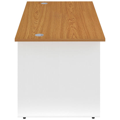 Jemini Two-Tone 1800mm Rectangular Desk, Panel End Leg, Oak & White