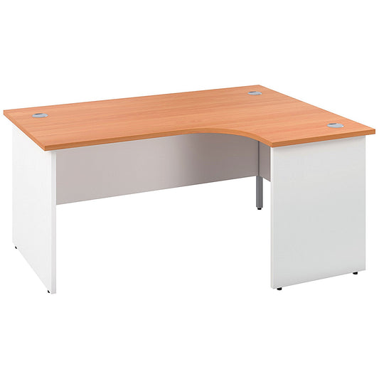 Jemini Switch 1600mm Two-Tone Corner Desk, Right Hand, White Panel End Leg, Beech