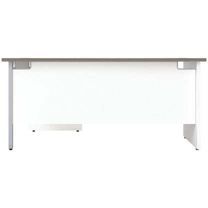 Jemini Switch 1600mm Two-Tone Corner Desk, Right Hand, White Panel End Leg, Grey Oak