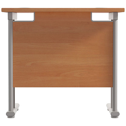 Jemini 800mm Slim Rectangular Desk, Silver Cantilever Legs, Beech