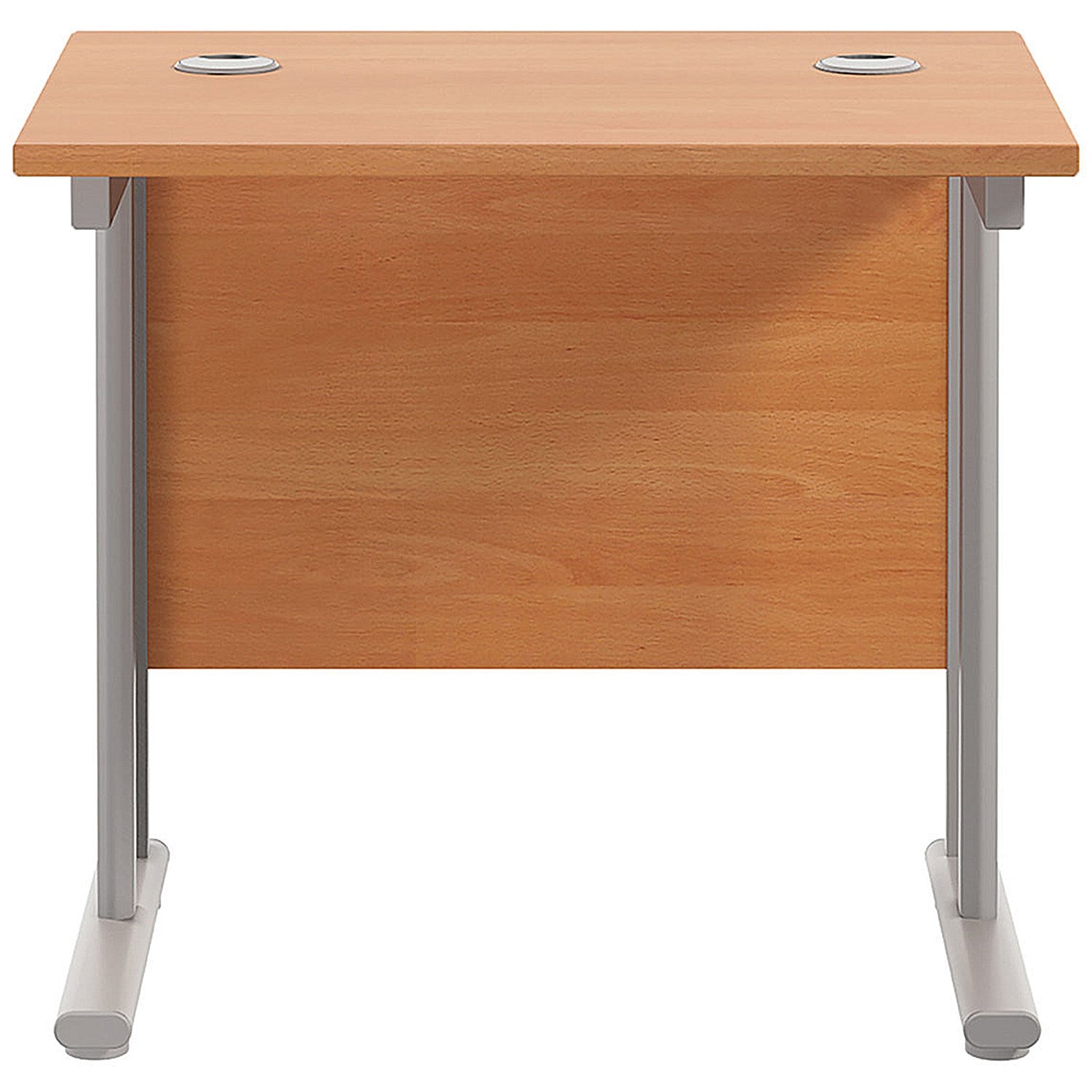 Jemini 800mm Slim Rectangular Desk, Silver Cantilever Legs, Beech