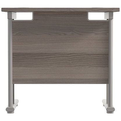 Jemini 800mm Slim Rectangular Desk, Silver Cantilever Legs, Grey Oak