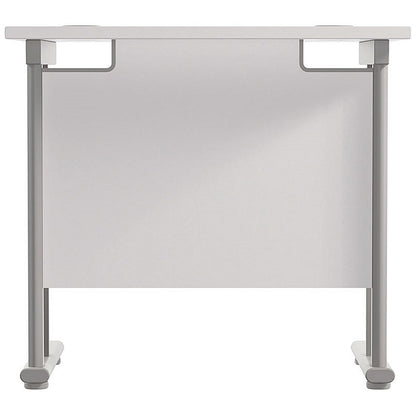 Jemini 800mm Slim Rectangular Desk, Silver Cantilever Legs, White