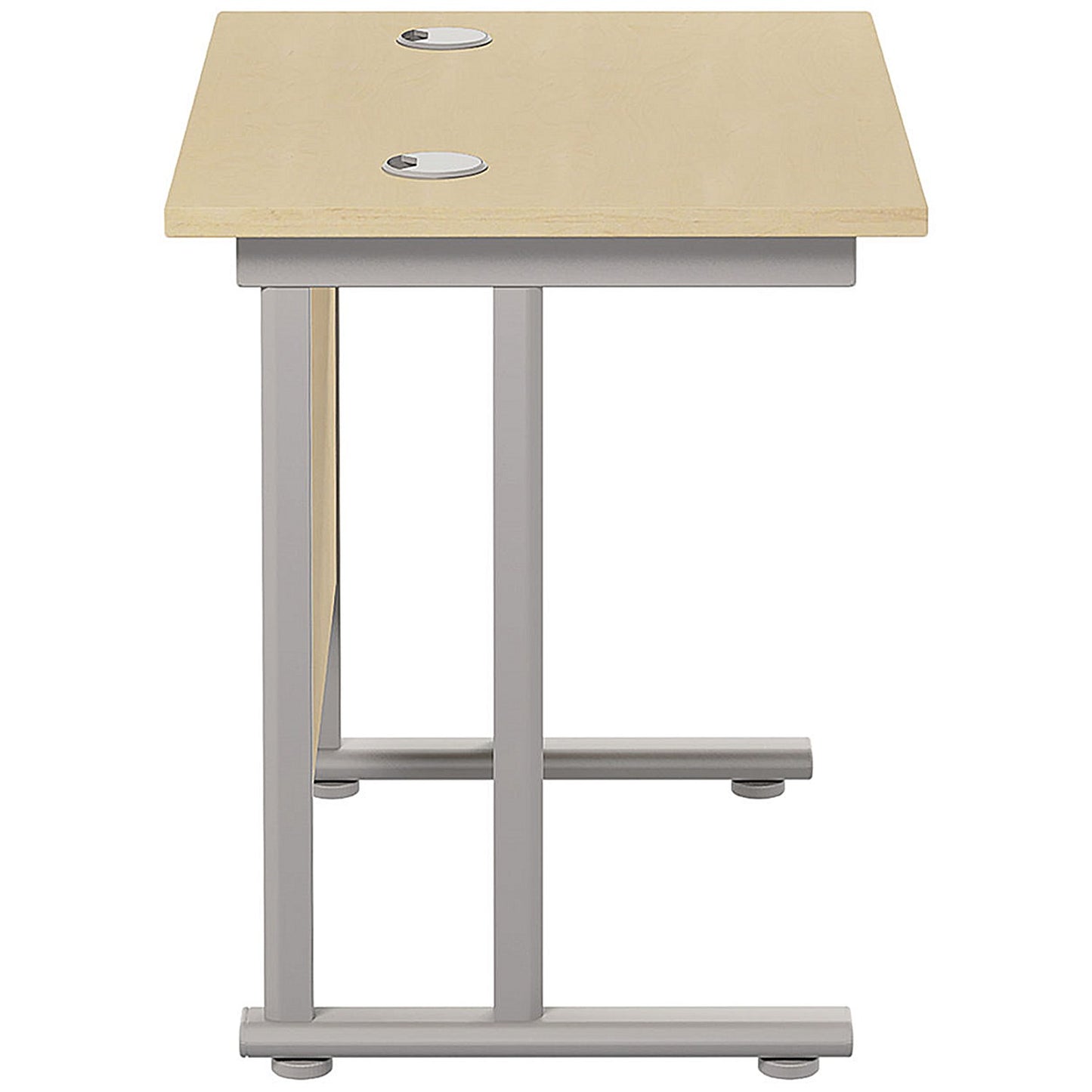 Jemini 800mm Slim Rectangular Desk, Silver Cantilever Legs, Maple