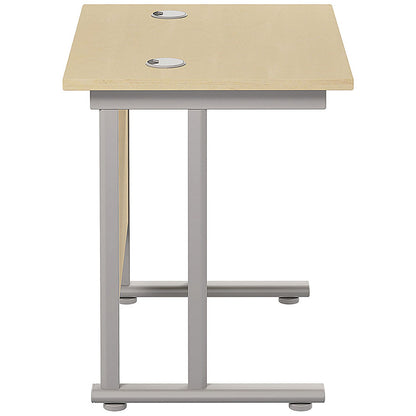 Jemini 800mm Slim Rectangular Desk, Silver Cantilever Legs, Maple