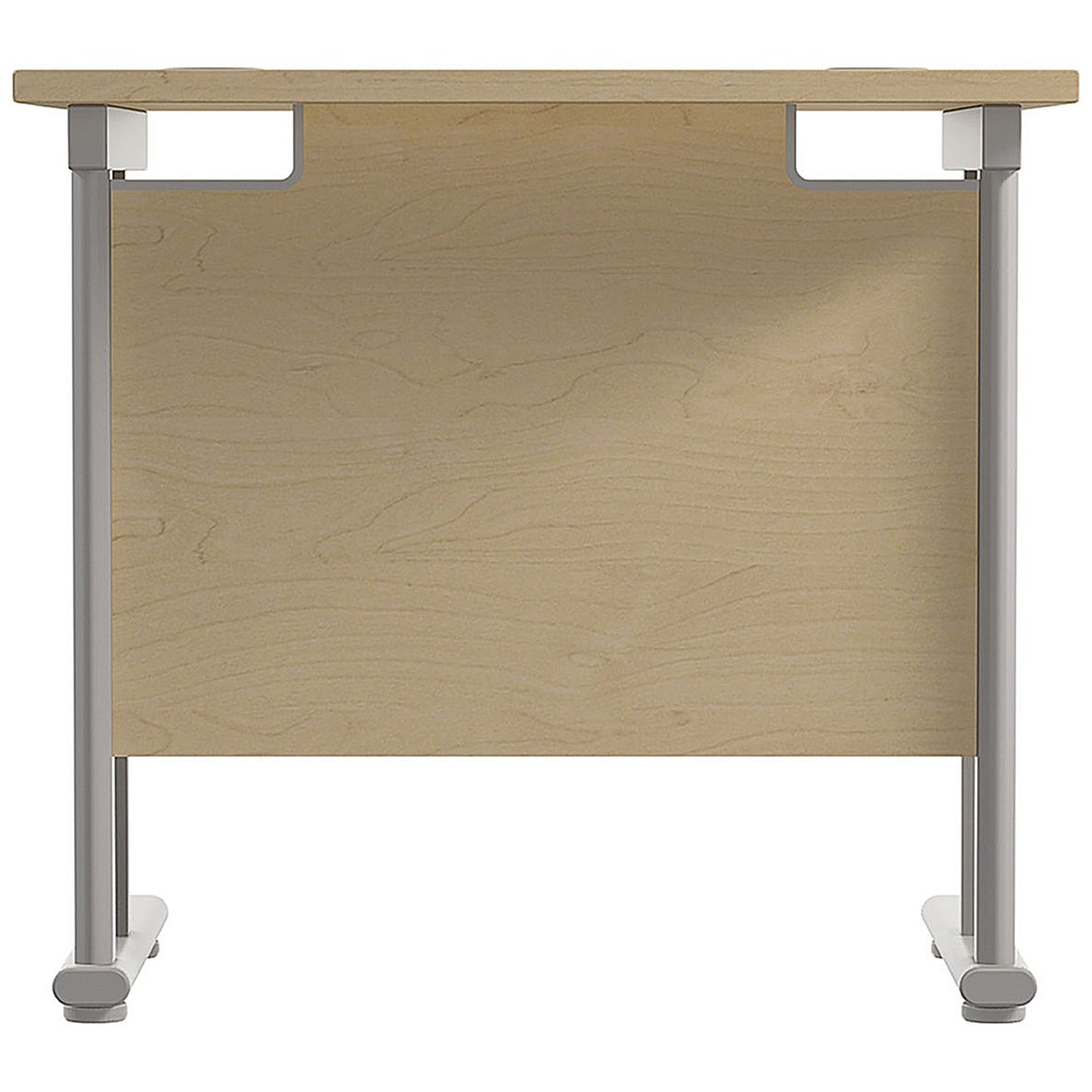 Jemini 800mm Slim Rectangular Desk, Silver Cantilever Legs, Maple