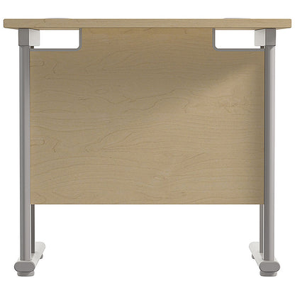 Jemini 800mm Slim Rectangular Desk, Silver Cantilever Legs, Maple