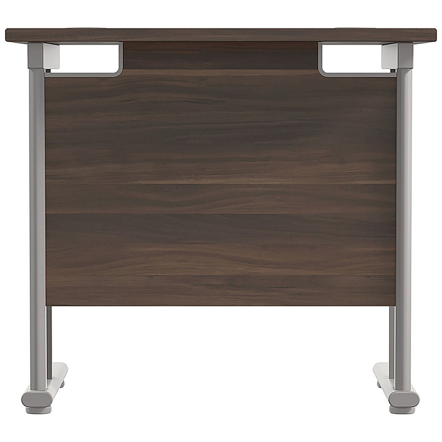 Jemini 800mm Slim Rectangular Desk, Silver Cantilever Legs, Walnut