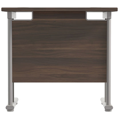 Jemini 800mm Slim Rectangular Desk, Silver Cantilever Legs, Walnut