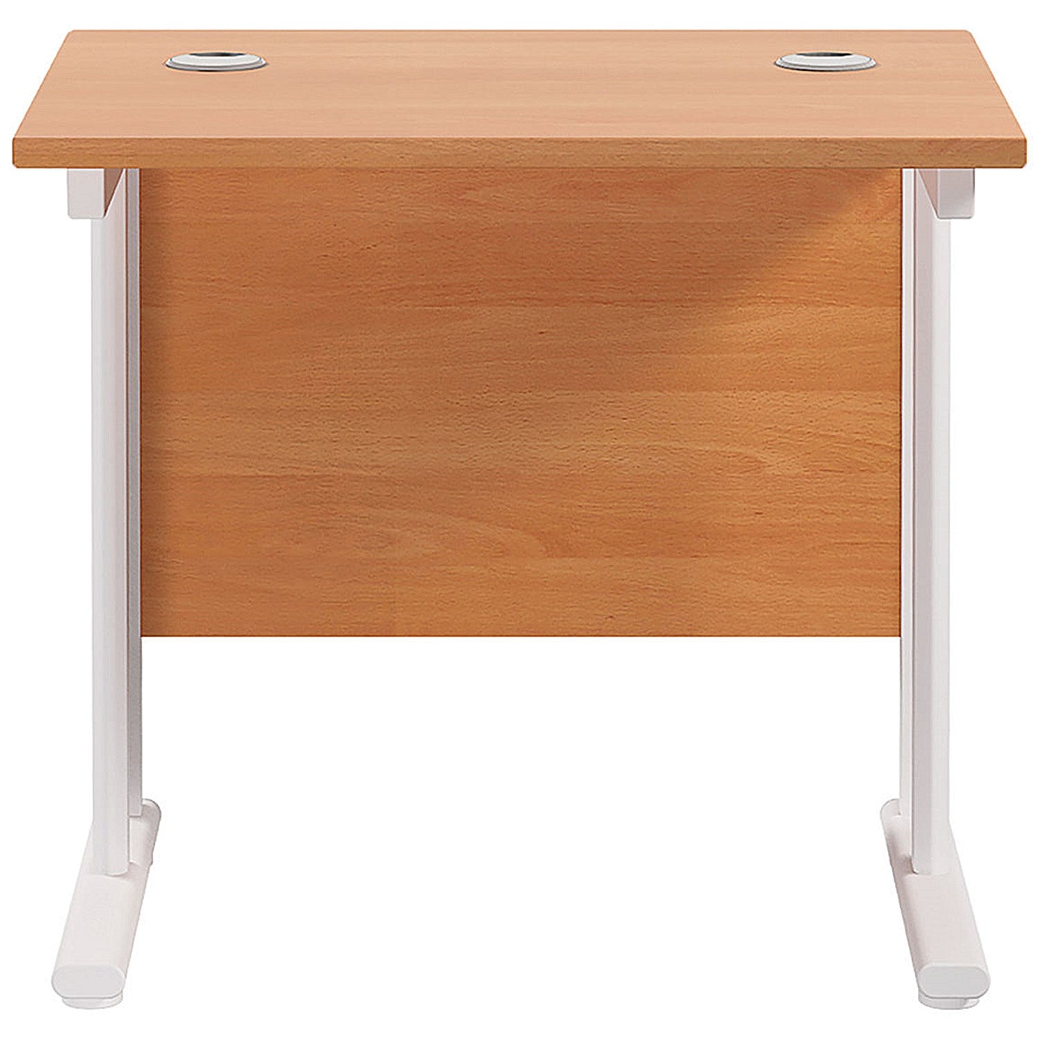 Jemini 800mm Slim Rectangular Desk, White Cantilever Leg, Beech