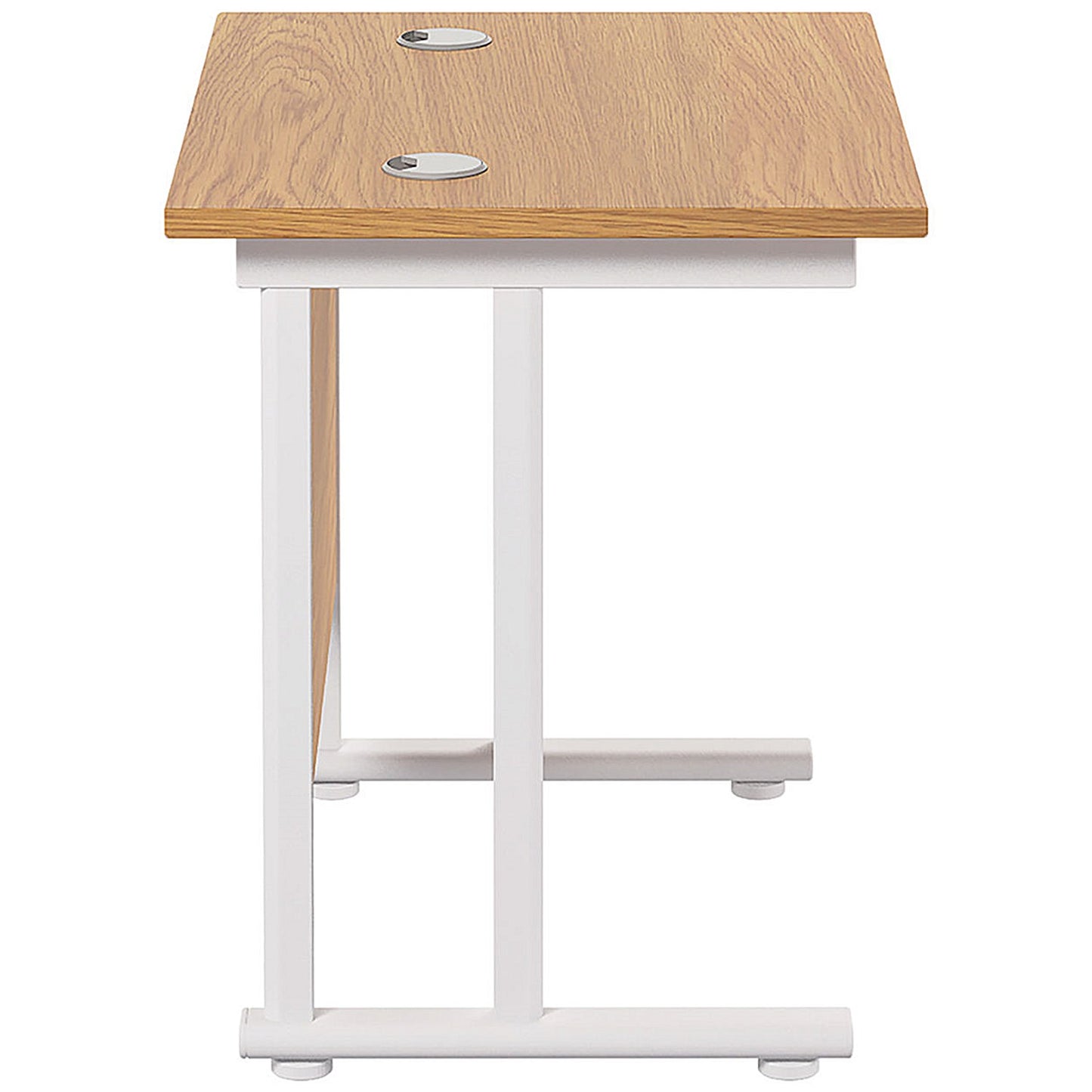 Jemini 800mm Slim Rectangular Desk, White Cantilever Leg, Oak