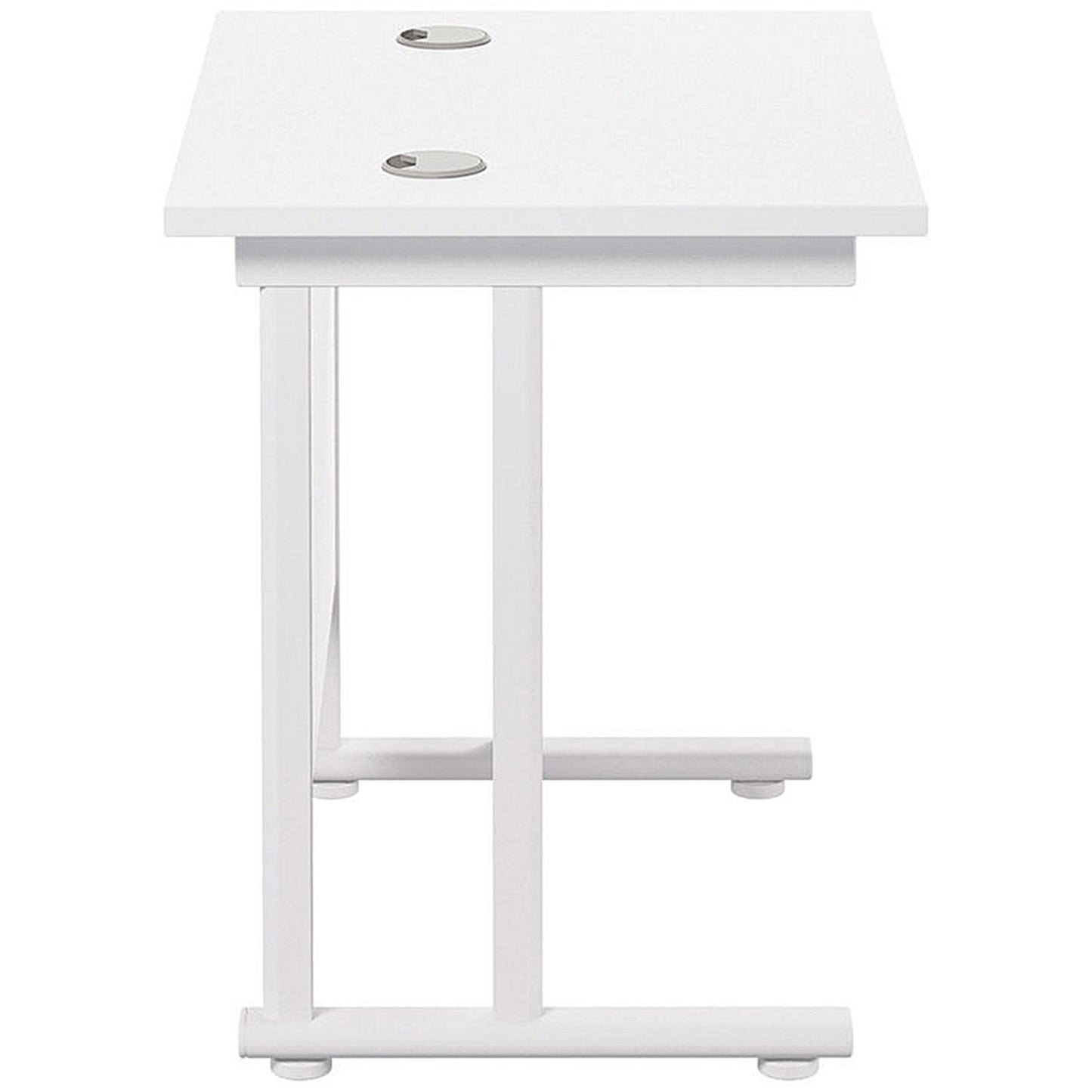 Jemini 800mm Slim Rectangular Desk, White Cantilever Leg, White