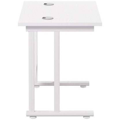 Jemini 800mm Slim Rectangular Desk, White Cantilever Leg, White