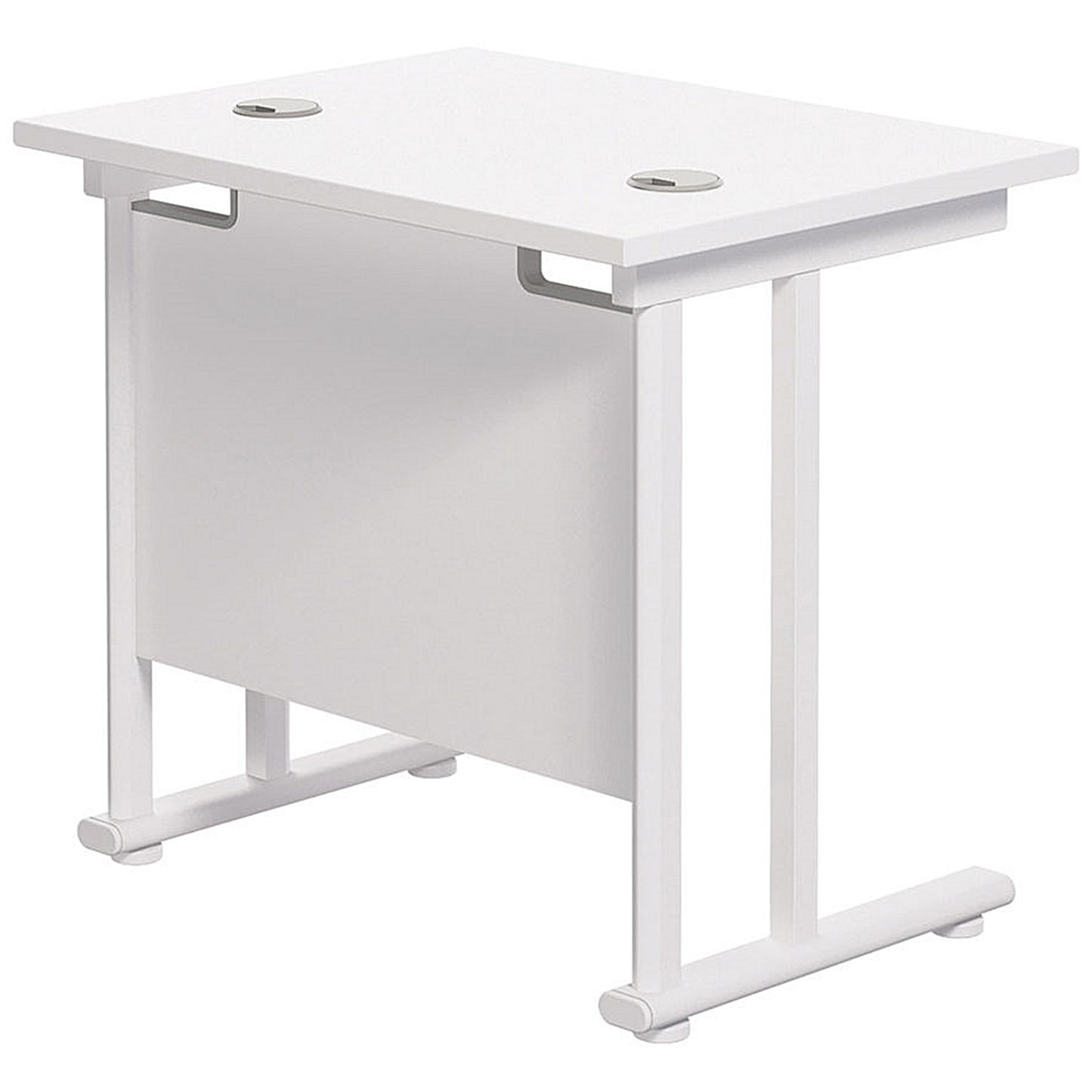 Jemini 800mm Slim Rectangular Desk, White Cantilever Leg, White