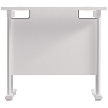 Jemini 800mm Slim Rectangular Desk, White Cantilever Leg, White