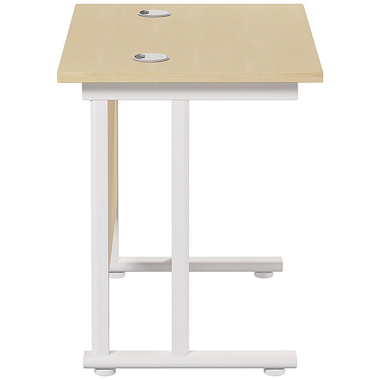 Jemini 800mm Slim Rectangular Desk, White Cantilever Leg, Maple