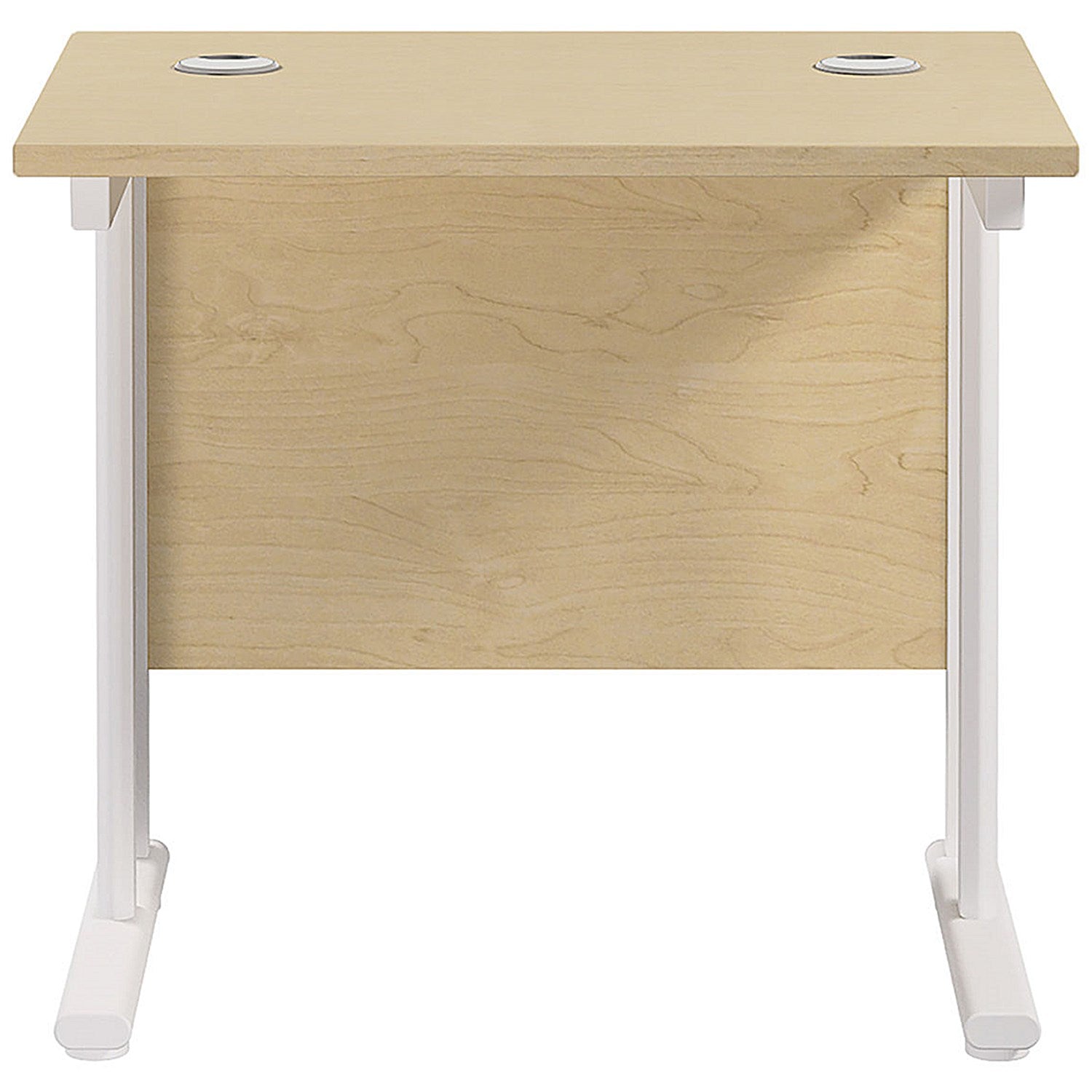 Jemini 800mm Slim Rectangular Desk, White Cantilever Leg, Maple