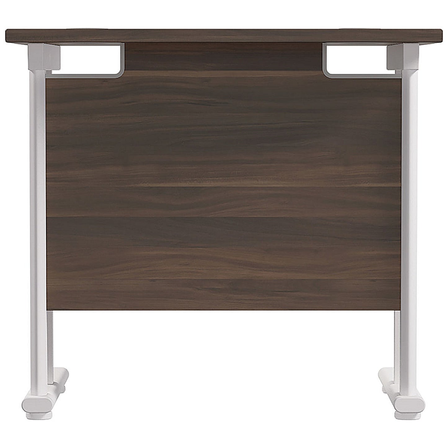 Jemini 800mm Slim Rectangular Desk, White Cantilever Leg, Walnut