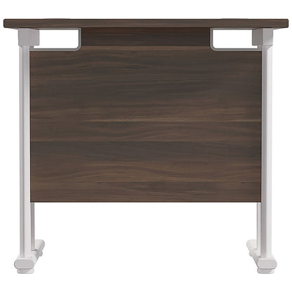Jemini 800mm Slim Rectangular Desk, White Cantilever Leg, Walnut