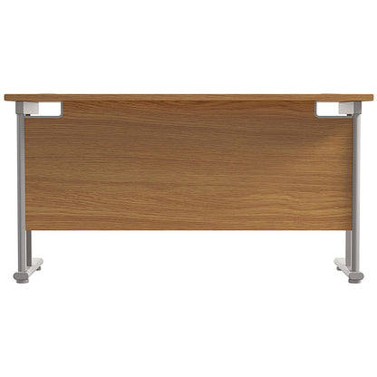 Jemini 1200mm Slim Rectangular Desk, Silver Double Cantilever Leg, Oak