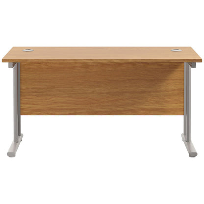 Jemini 1200mm Slim Rectangular Desk, Silver Double Cantilever Leg, Oak