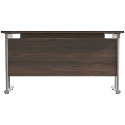 Jemini 1200mm Slim Rectangular Desk, Silver Double Cantilever Leg, Walnut