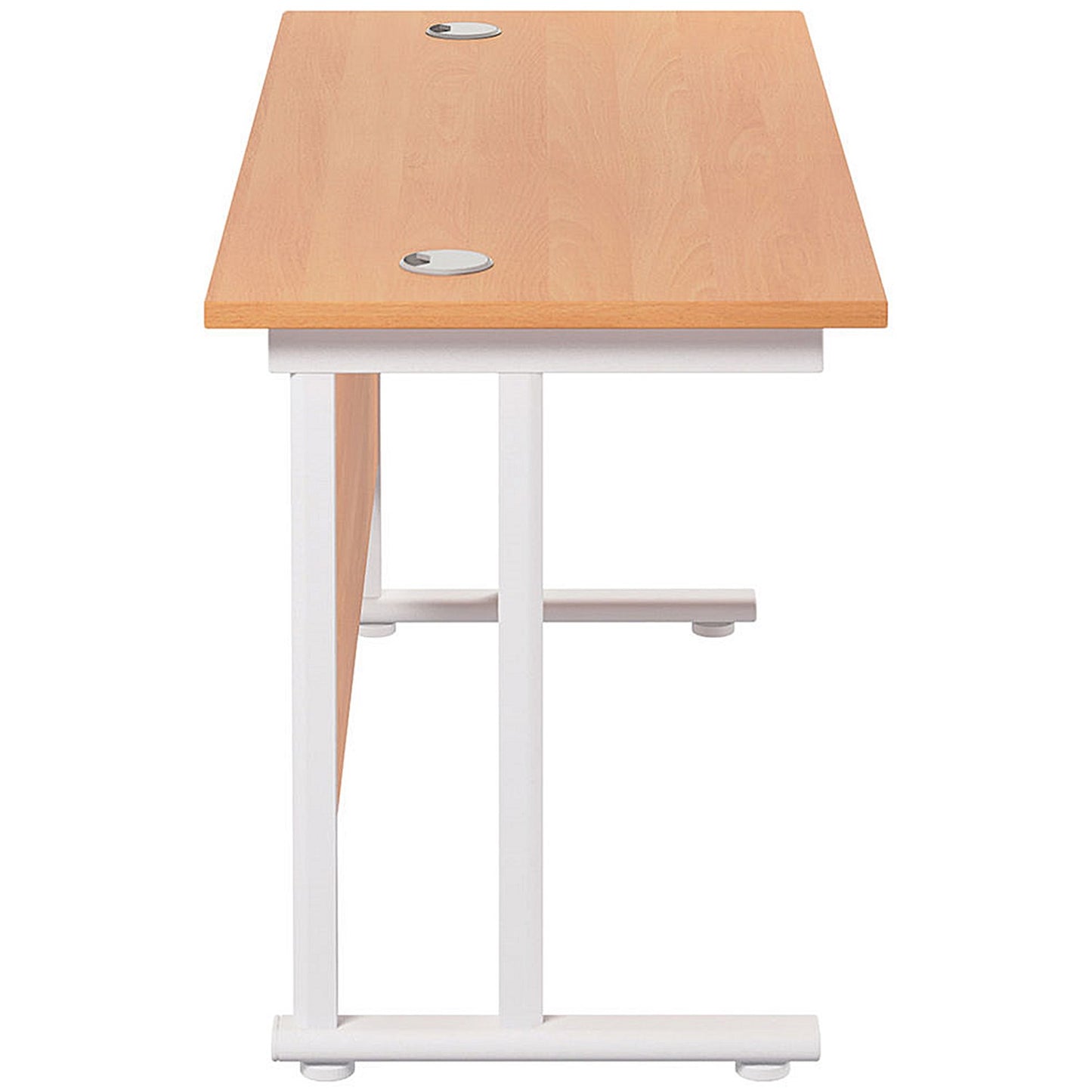 Jemini 1200mm Slim Rectangular Desk, White Cantilever Leg, Beech