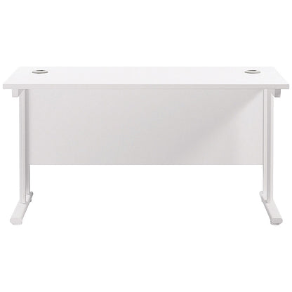 Jemini 1200mm Slim Rectangular Desk, White Cantilever Leg, White