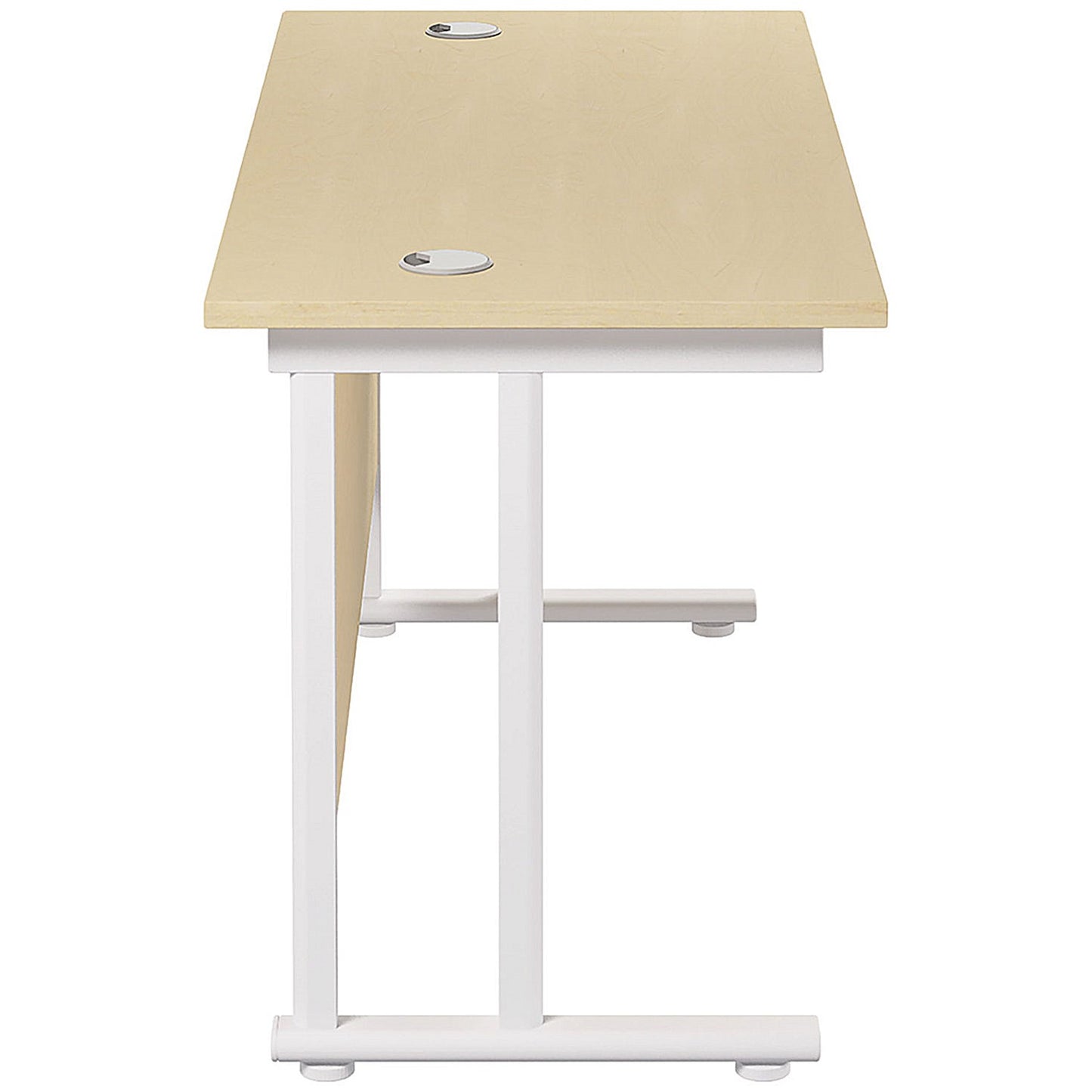 Jemini 1200mm Slim Rectangular Desk, White Cantilever Leg, Maple