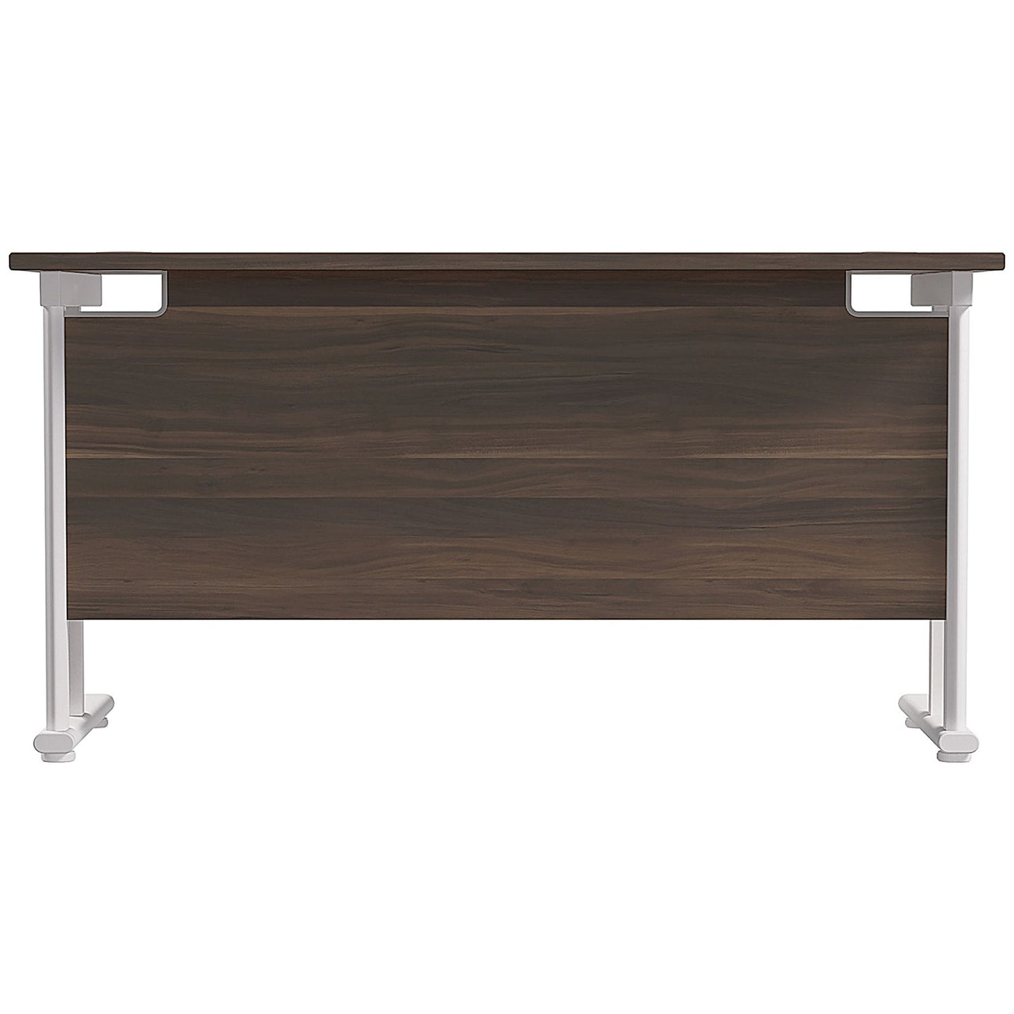 Jemini 1200mm Slim Rectangular Desk, White Cantilever Leg, Walnut