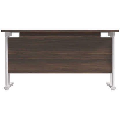 Jemini 1200mm Slim Rectangular Desk, White Cantilever Leg, Walnut