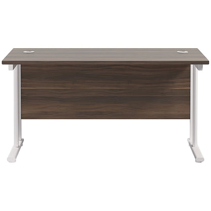 Jemini 1200mm Slim Rectangular Desk, White Cantilever Leg, Walnut