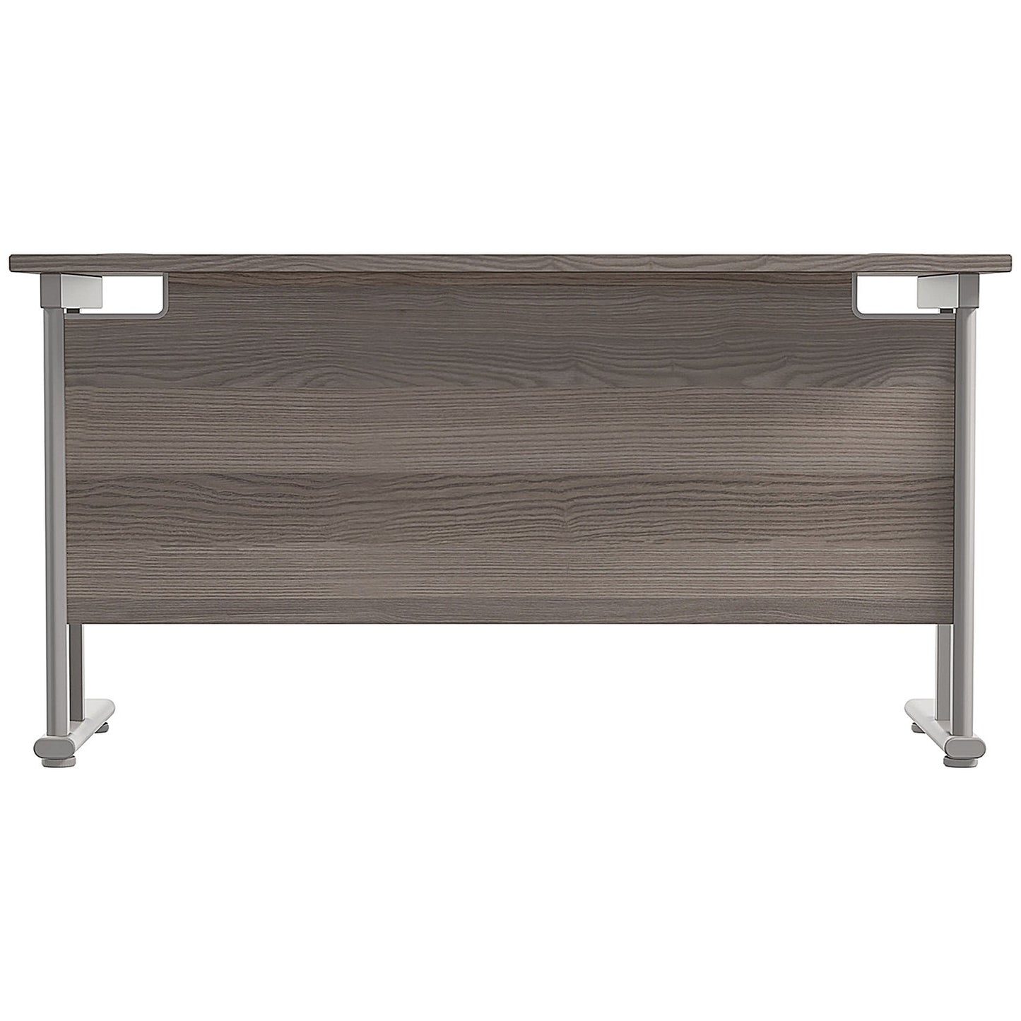 Jemini 1400mm Slim Rectangular Desk, Silver Double Cantilever Leg, Grey Oak