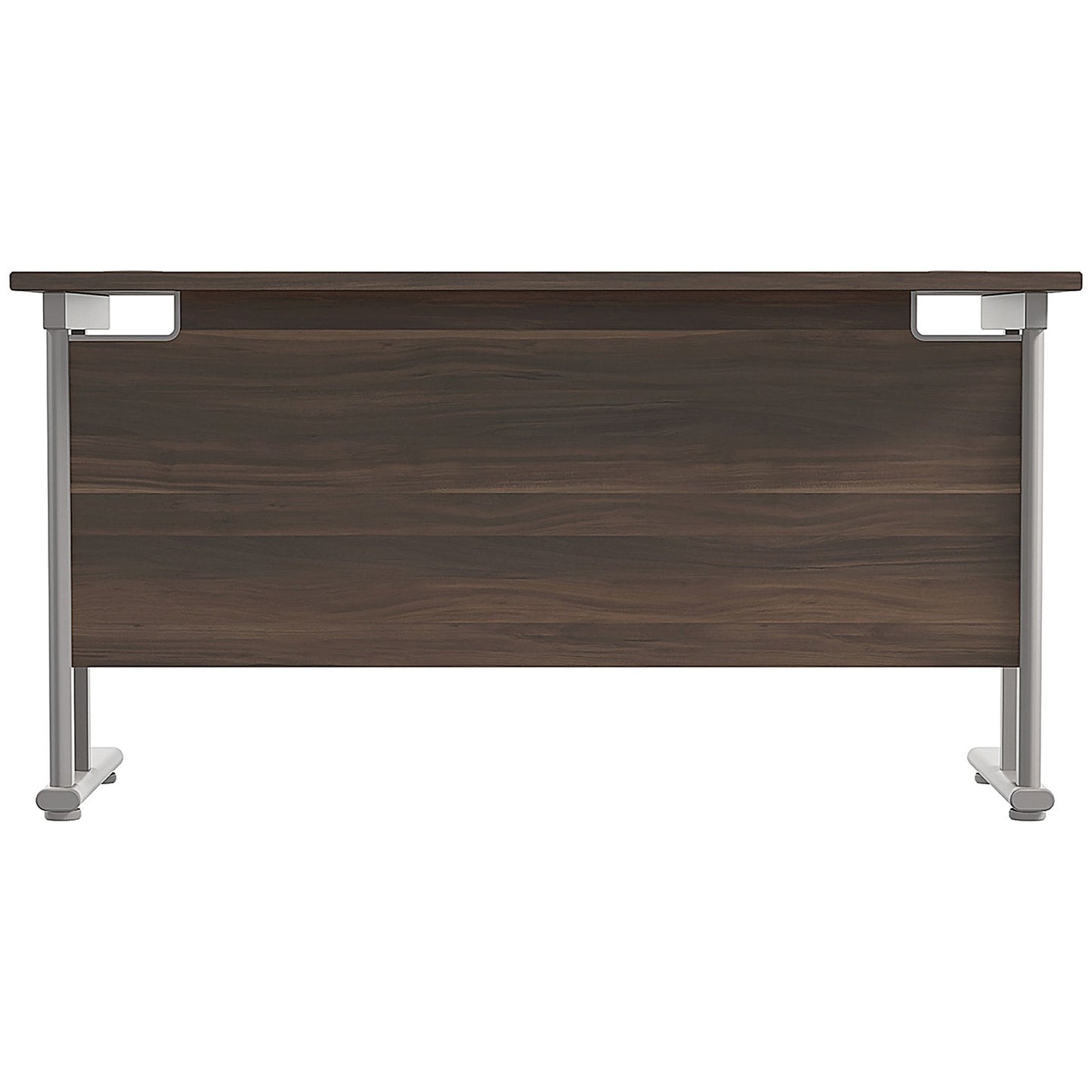 Jemini 1400mm Slim Rectangular Desk, Silver Double Cantilever Leg, Walnut