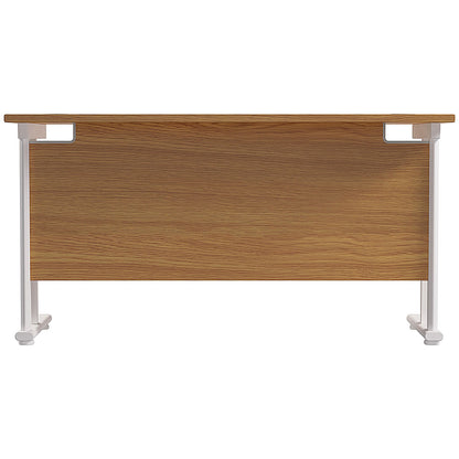 Jemini 1400mm Slim Rectangular Desk, White Cantilever Leg, Oak