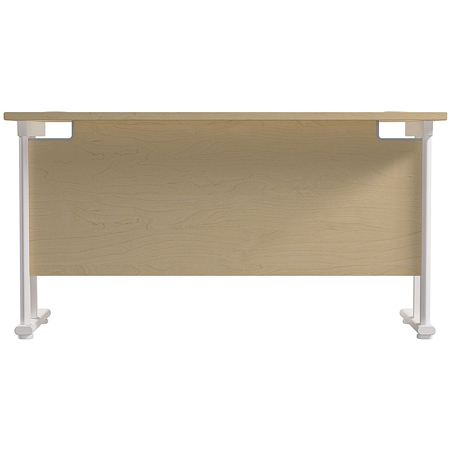 Jemini 1400mm Slim Rectangular Desk, White Cantilever Leg, Maple