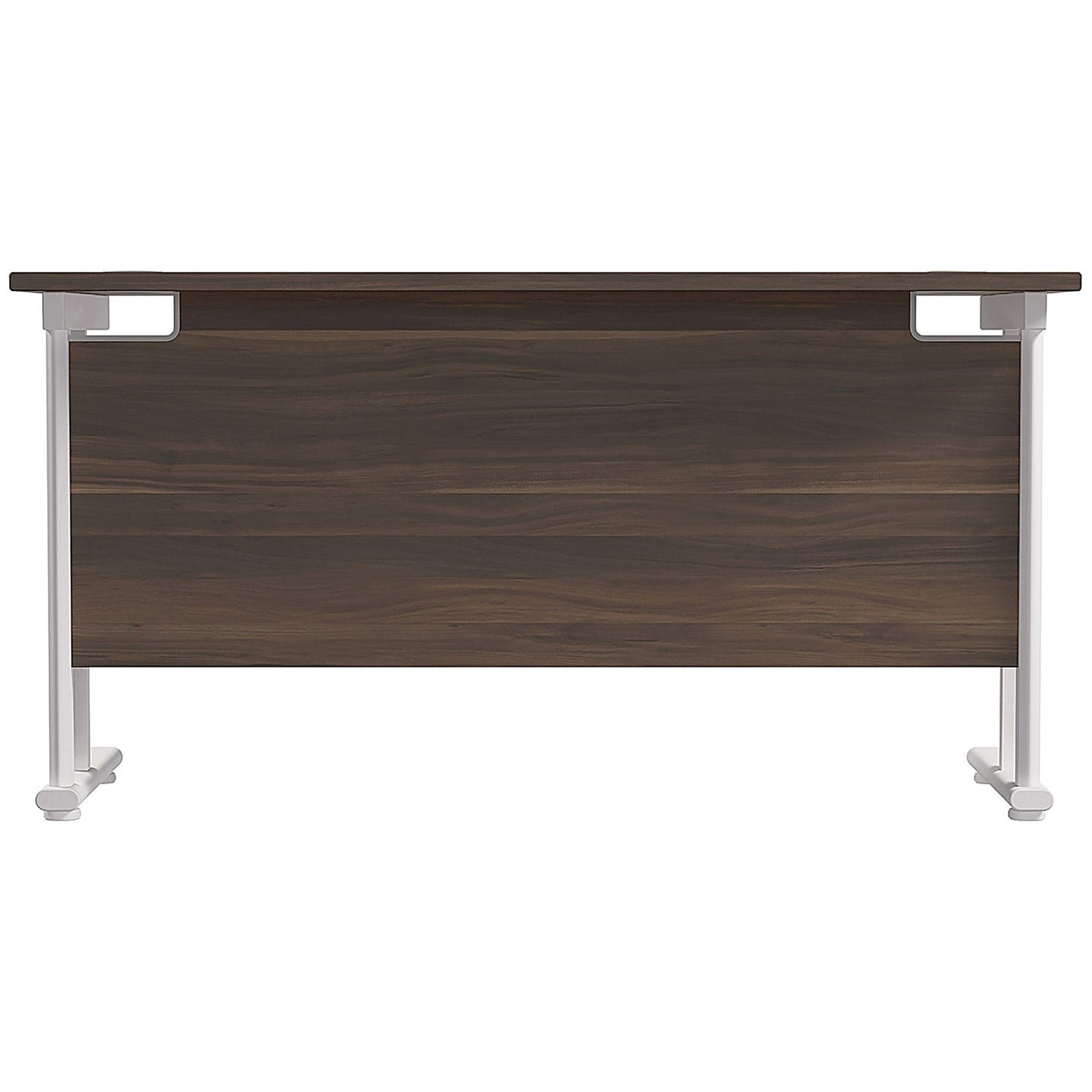 Jemini 1400mm Slim Rectangular Desk, White Cantilever Leg, Walnut
