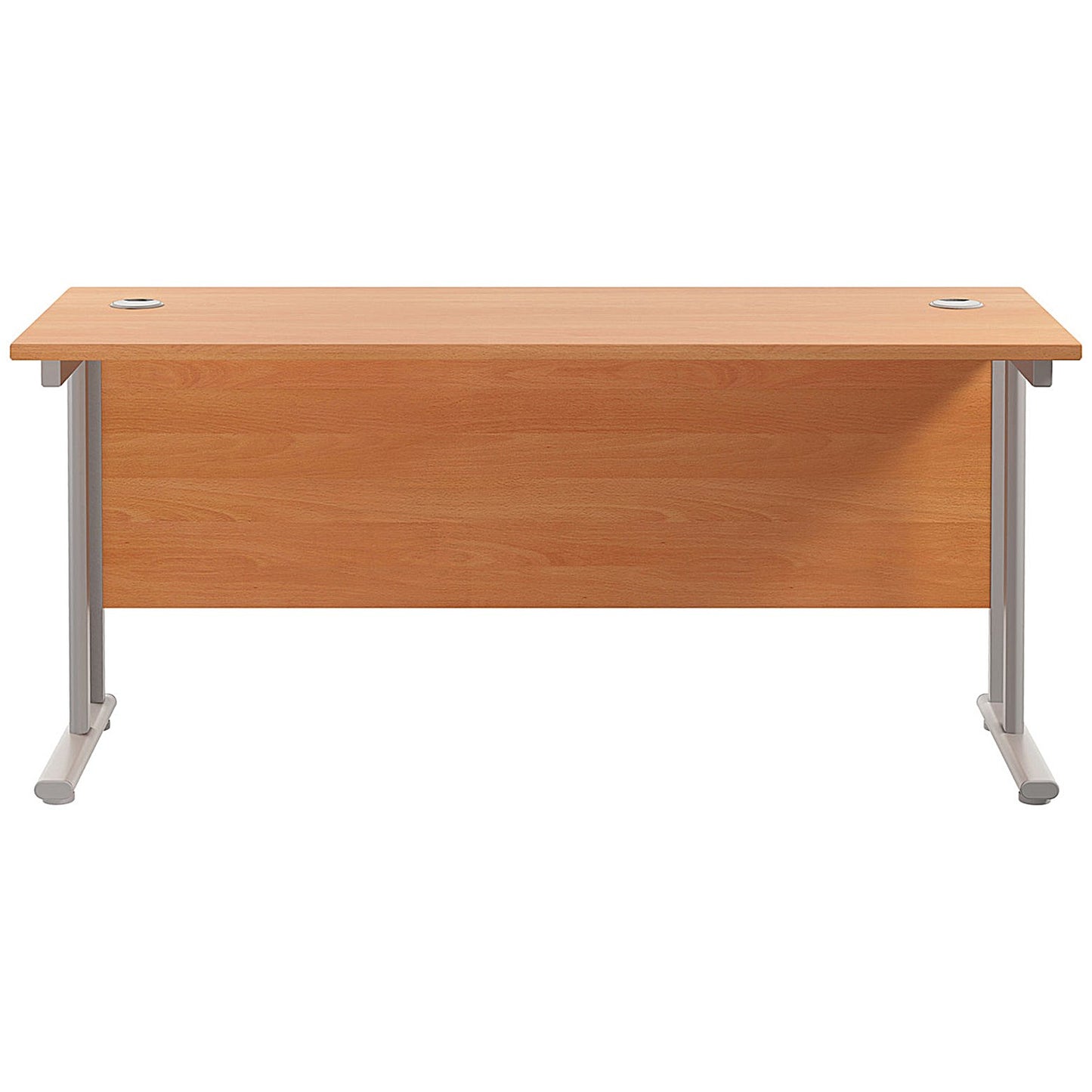 Jemini 1600mm Slim Rectangular Desk, Silver Double Cantilever Leg, Beech