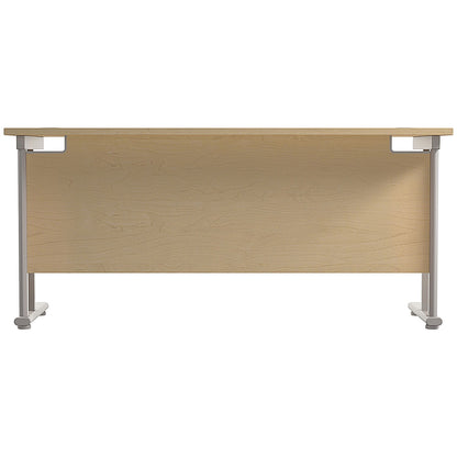 Jemini 1600mm Slim Rectangular Desk, Silver Double Cantilever Leg, Maple